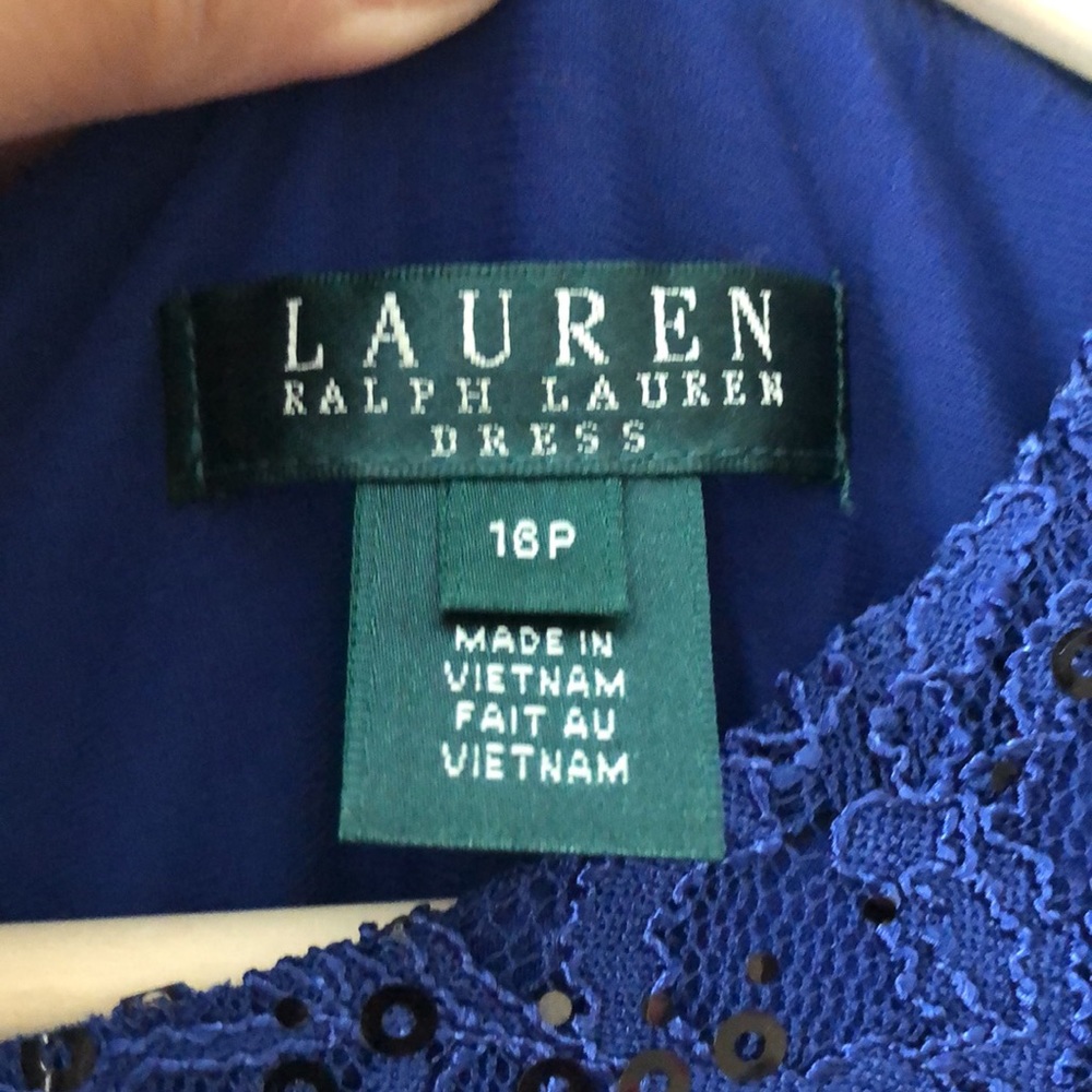 Blue Lace Sleeveless Ralph Lauren Dress GUC - Picture 3 of 4